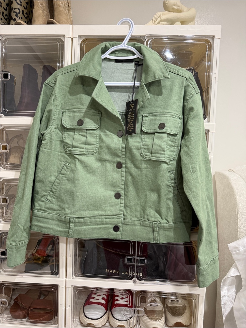 DG2 by Diane Gilman Light Green Cotton Utility Jacket
